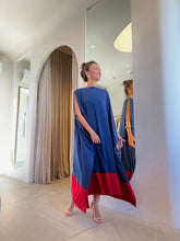 Carregar imagem no visualizador da galeria, Kaftan Simplice Mídi Marinho e Vermelho