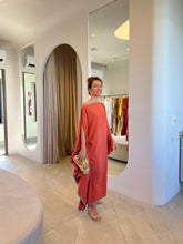 Carregar imagem no visualizador da galeria, Kaftan Moldura Midi Terracota e Cinza