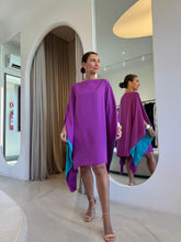 Carregar imagem no visualizador da galeria, Kaftan Simplice Dois Tons Roxo e Azul