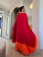 Carregar imagem no visualizador da galeria, Kaftan Simplice Dois Tons Vermelho e Laranja
