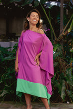 Carregar imagem no visualizador da galeria, Kaftan Simplice Mídi Fucsia e Verde
